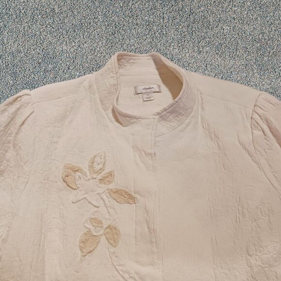 CJ Banks Womens  3X Ivory Applique Floral Textured Button Down Jacket - Picture 9 of 11
